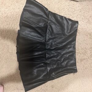 Elegant Black A-Line Leather Skirt